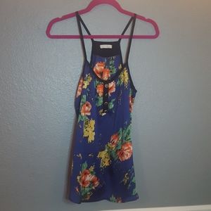 Lush blue floral tank top